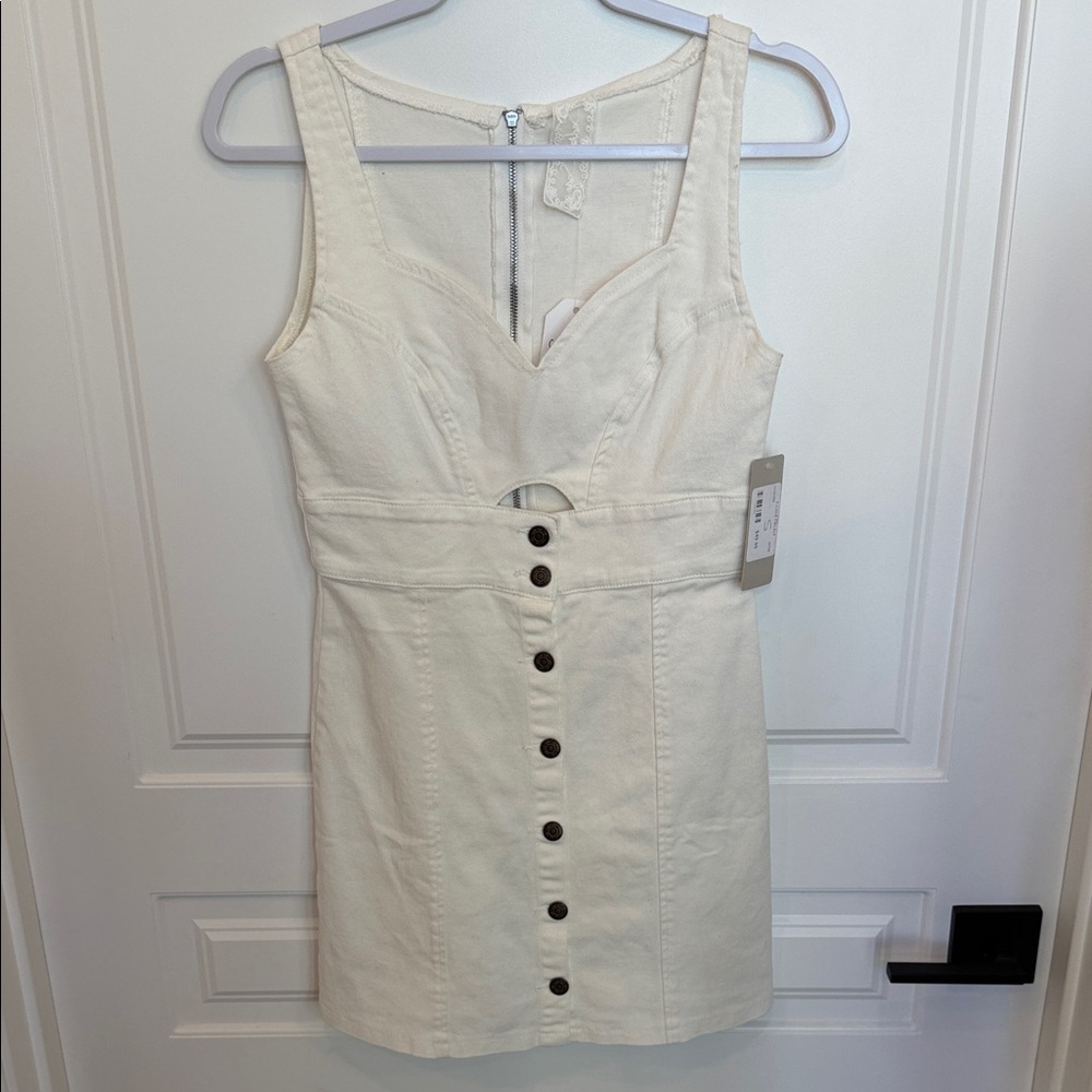 Sadie & Sage Cream Mini Dress with Button Detail